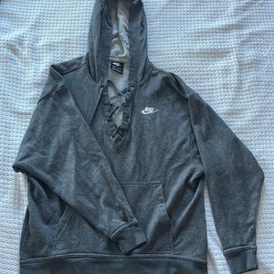 NIKE LACE UP HOODED SWEATSHIRT